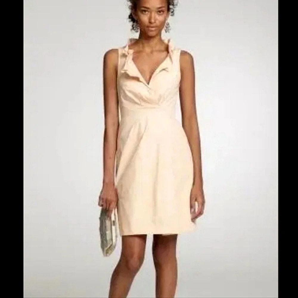 J. CREW Blakely Taffeta 100% Silk cream dress. Size 6